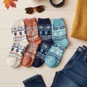 Tribal Print Patterned Crew Socks 4-Pack